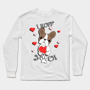 French Bulldog Mom Valentine’s Day Hearts & Frenchie Long Sleeve T-Shirt